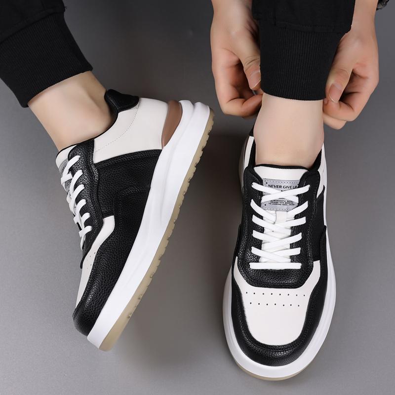 Men Outdoor Shoes Flat Classic Black Sports Shoes Lace Up Genuine Leather Skateboard Board Shoe Walking White Leisure Sneakers