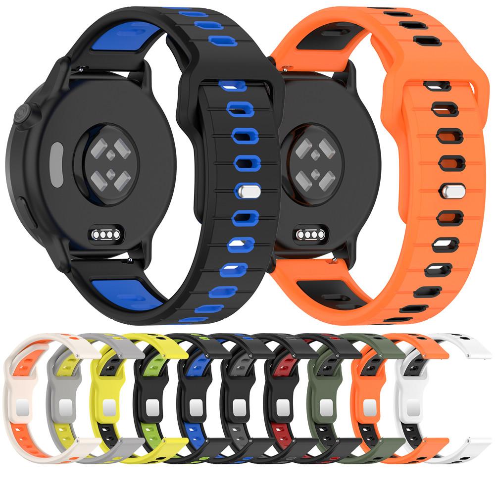 20MM 22MM Silikonový řemínek pro Garmin forerunner 245 645 255 265 Vodorovný pruh Reverzní Dvoubarevný Řemínek k hodinkám Prodyšný Wr