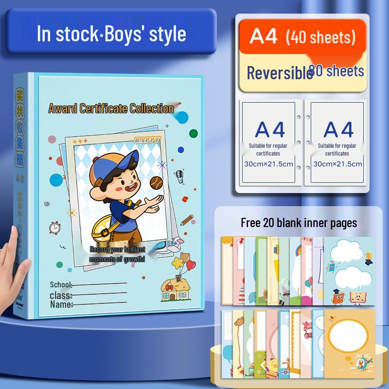 A4 Certificate & Art Collection Book for Kids: Store Awards, Drawings, and Photos. Ideal for Primary Students.