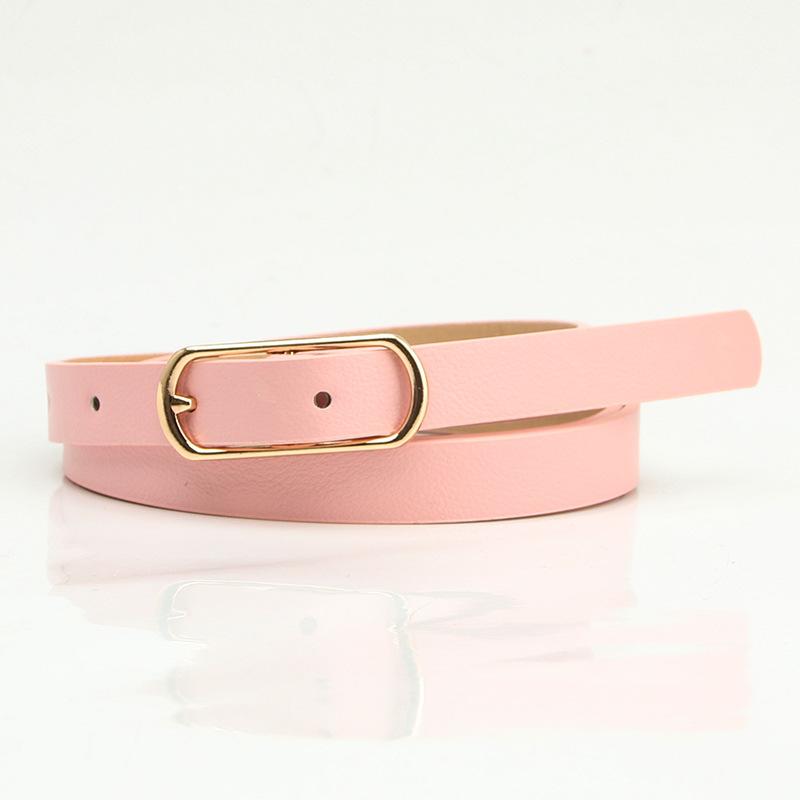 Simple and Versatile Multi-color Women's Thin Belt Fresh and Sweet Dress Decorative Oval Button PU Belt