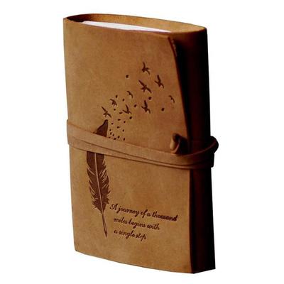 Tagebuch mit geprägtem Baumblatt und einem Zitat. Antikes handgefertigtes Tagebuch mit Ledereinband und Notizblock für Männer und Frauen. Normalpapier im Format 5×7 Zoll, 240 Seiten