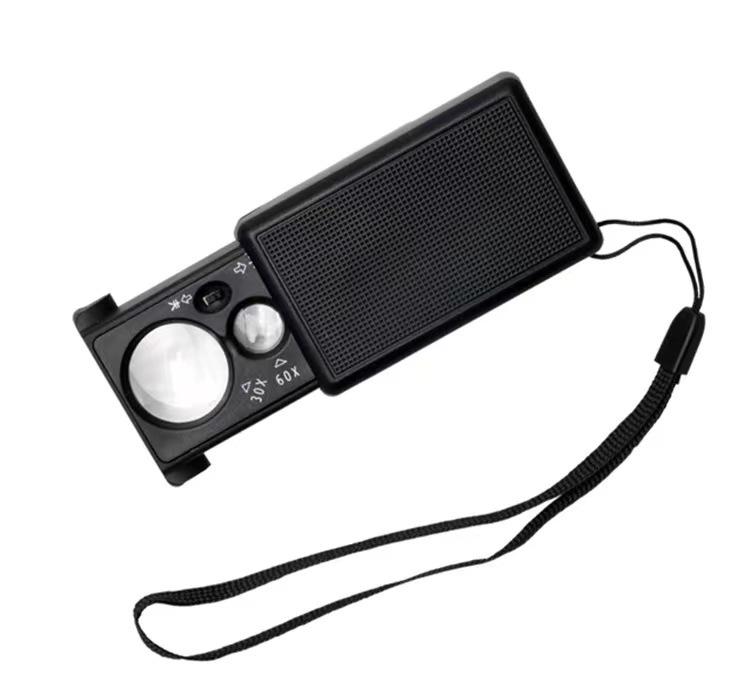 Jewelry Loupe Magnifier with Led Uv Light 30X 60X Jewelers Eye Magnifying Glass Fold for Gems Stamps Coins Watches Antiques