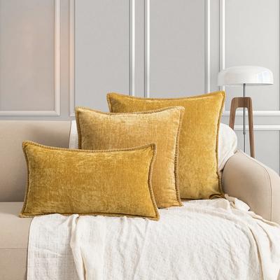 Yellow Chenille Cushion Cover 45x45 Pillow Cover 30x50cm Sofa Decorative Throw Pillow Case Soft Luxury For Living Room Decor