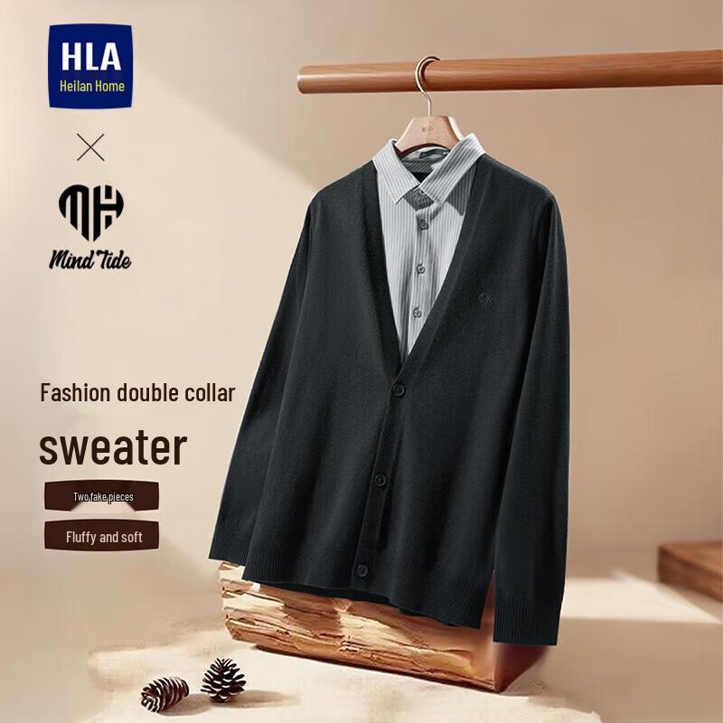 

HLA Men s Faux Two-Piece Embroidered Knit Sweater L
