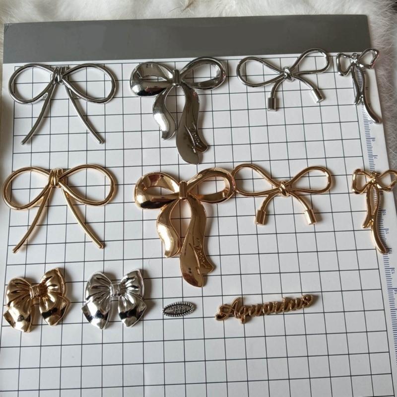 Elegant Gold/Silver Bowknot Adornment Stylish Craft Accessory Metal Butterfly Knots for DIY Crafts and Phone Decoration