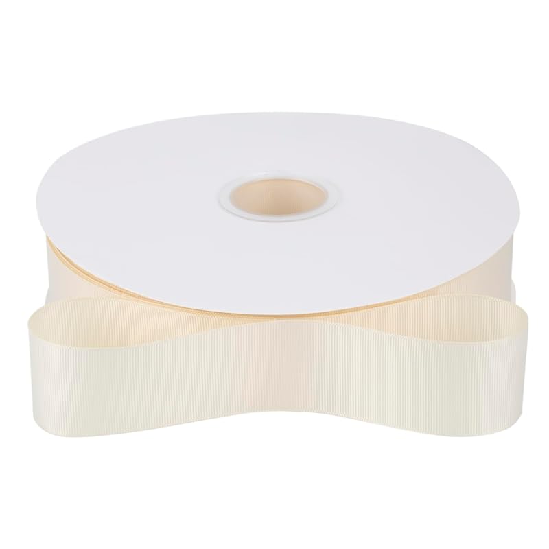 [Tekdeere]Width 38mm Solid Ivory Grosgrain Ribbon, Perfect for Gift Wrapping, Sewing, Hair Accessories, Wedding Decorations - 91m/roll