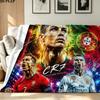 CR7 Print Flannel Blanket High Quality Warm Comfortable Cover for All Seasons Perfect for Gifts Home Decor