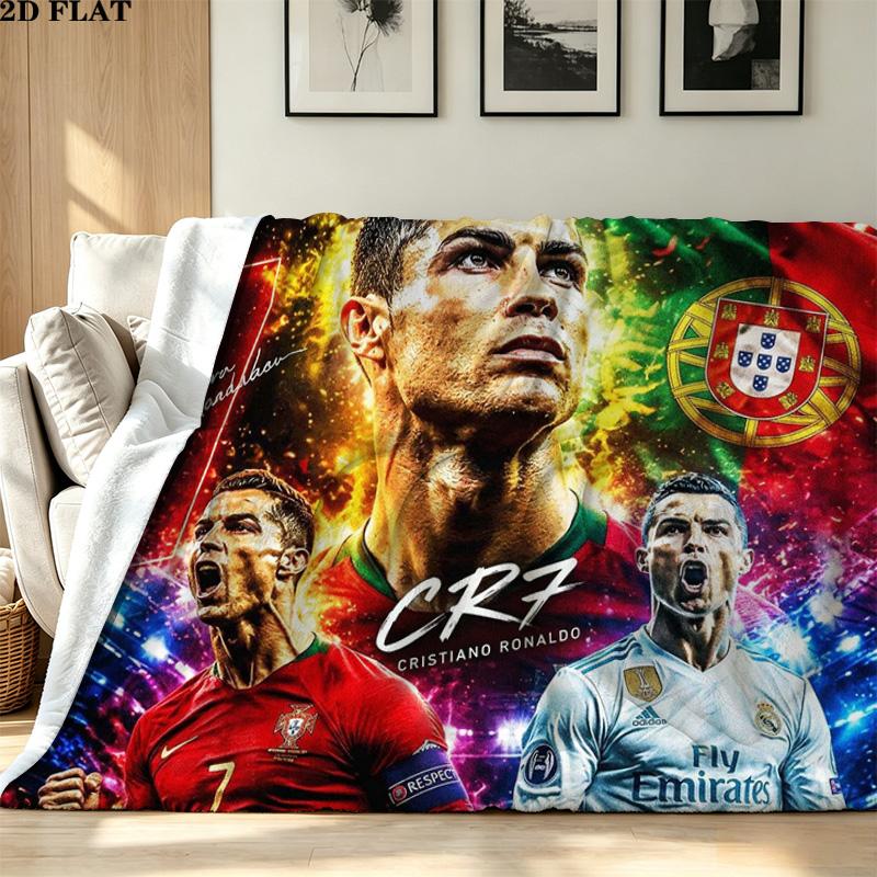 CR7 Print Flannel Blanket High Quality Warm Comfortable Cover for All Seasons Perfect for Gifts Home Decor