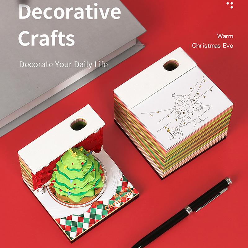 Time Piece Calendar 2026 Desk Calendar With Led Light 3D Tear-Away Calendar Paper Carving Art Memo Pad Notepad Gift Christmas