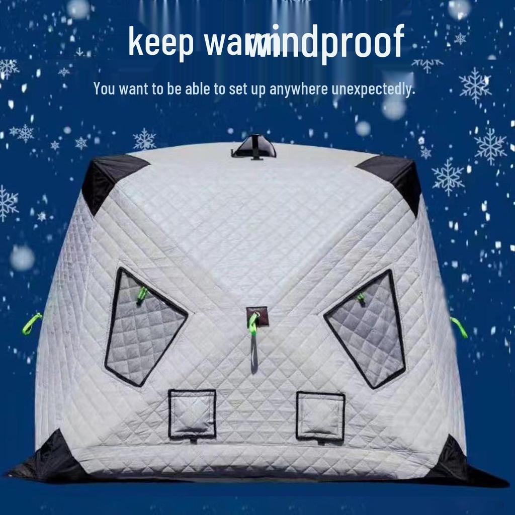 Portable Winter Ice Fishing & Camping Shelter: Thick Cotton-Padded, Windproof, Warm, and Cold Protection Tent