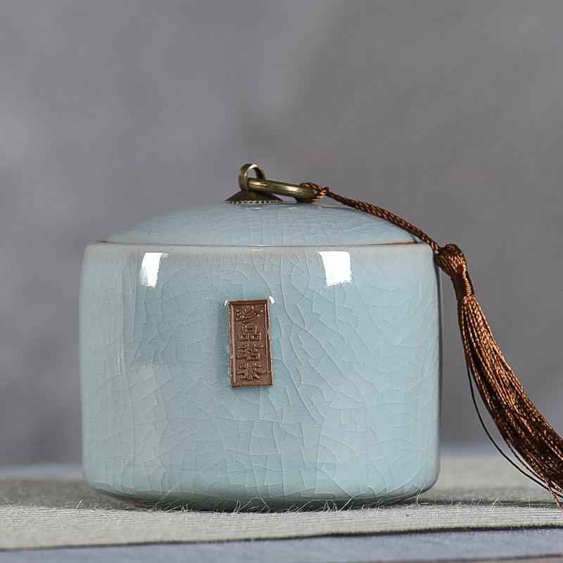 Creative Cracked Ceramic Tea Caddy with Lid Porcelain Sealed Candy Caddy Portable Tea Box Desktop Decoration Home Decoration New
