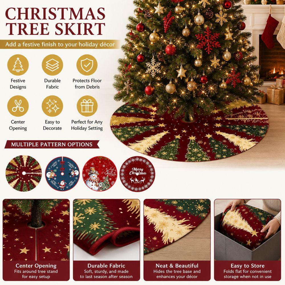 Fabric Christmas Tree Skirt Decorative Tree Skirt Round Tree Skirt Christmas Decoration