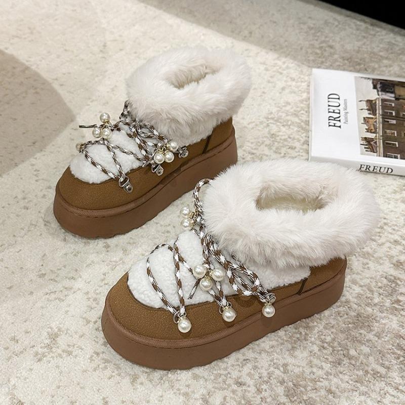 Small Half Size Suede Round Head Winter Artificial Short Plush Sleeve Low Heel (less Than 3cm) Rubber Short Tube