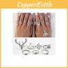 Contemporary Boho Gypsy Deer Head Triangle Turquoise Arrowhead Alloy Ring Set For Men And Women