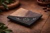 Brown & Black Soapstone Soap Dish with Flower Carving – Handcrafted Decorative Bathroom Soap Holder