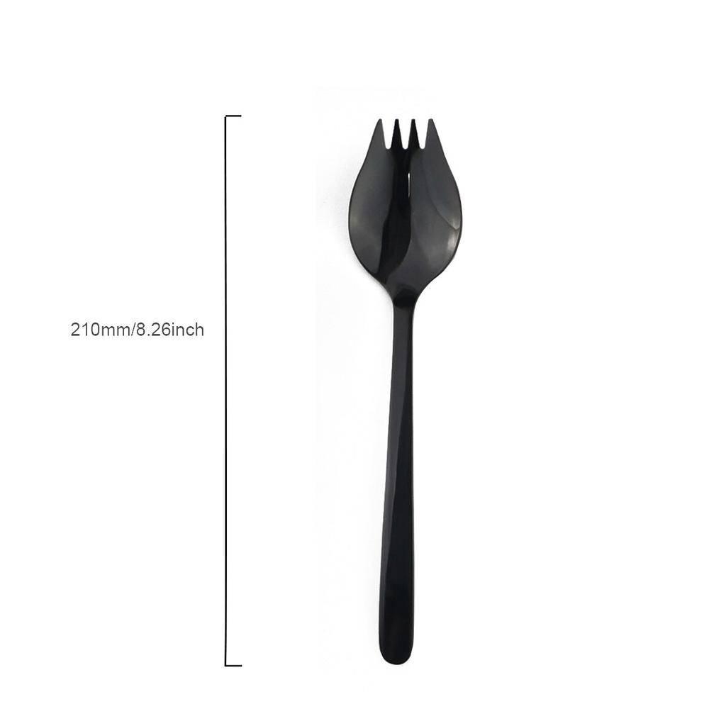 4 Piezas Vajilla Negra Camping Viaje Un Cuchillo y Tenedor Cubiertos Anfibios Cuchara Tenedor Acero Inoxidable 304 Fideos Aperitivo
