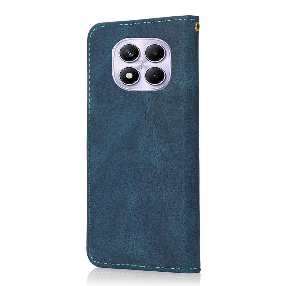 For Xiaomi Redmi Note 14 Pro 4G Case Color Splicing Wallet Stand Leather Phone Cover with Wrist Strap