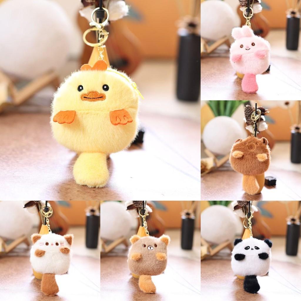Panda Capybara Plush Keychain Animal Pendant Soft Stuffed Doll Kids Toy Gift