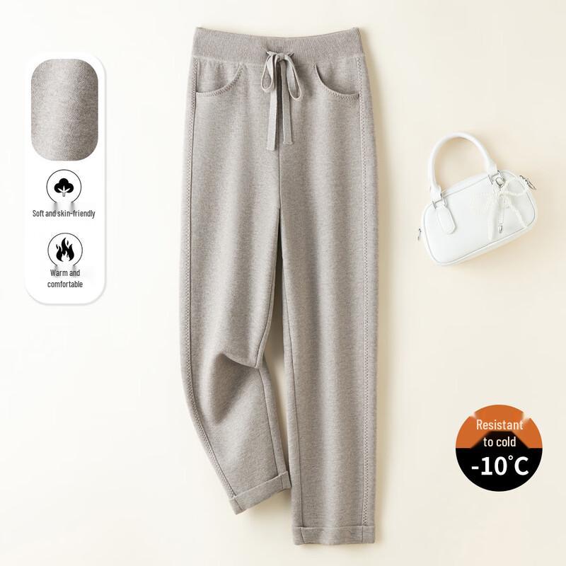 

Srcr Women s Thick Warm High-Waist Wool Blend Knitted Straight-Leg Pants XL