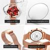 OLEVS Luxury Love Heart Diamond Ladies Watches Stainless Steel Mesh Strap Waterproof Quartz Wristwatch for Women Gift