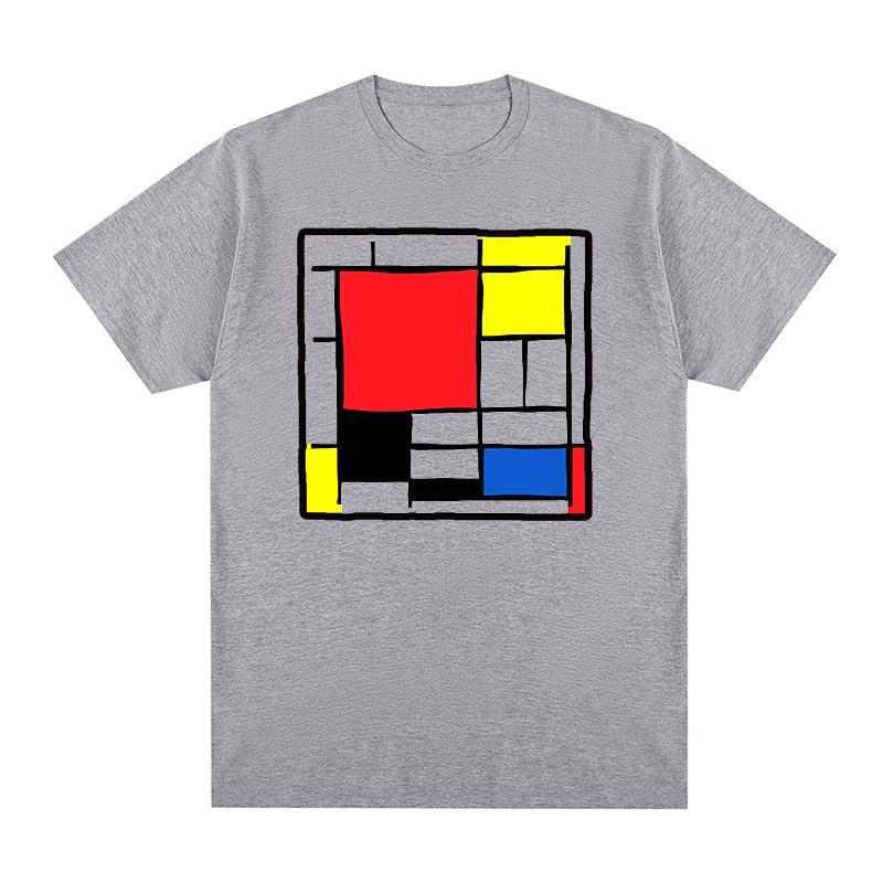 Mondrian Vintage T-shirt NEOPLASTICISM Bomull Män Ny TEE T-SHIRT Damtoppar