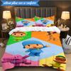 3-teiliges Pocoyo's Buntes Abenteuer Bettwäsche-Set 2D-Druck (Enthält 1 Bettbezug + 2 Kissenbezüge Ohne Füllung), Schlafzimmerdekoration, Ventilatorgeschenk