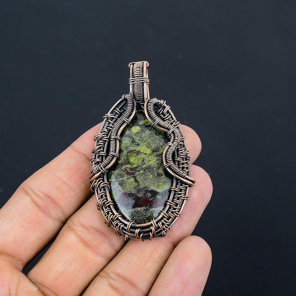 Dragon Blood Jasper 999 Copper Wire Wrapped Pendant, Handmade Gemstone Pendant Jewelry, Gifts For Wife Brand New Pendant