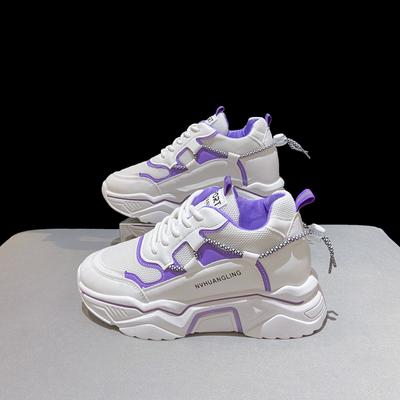 Inner Heightening Women's Shoes New Spring and Summer Platform Sports and Leisure Shoes Versatile Mesh Breathable Dad Shoes Women