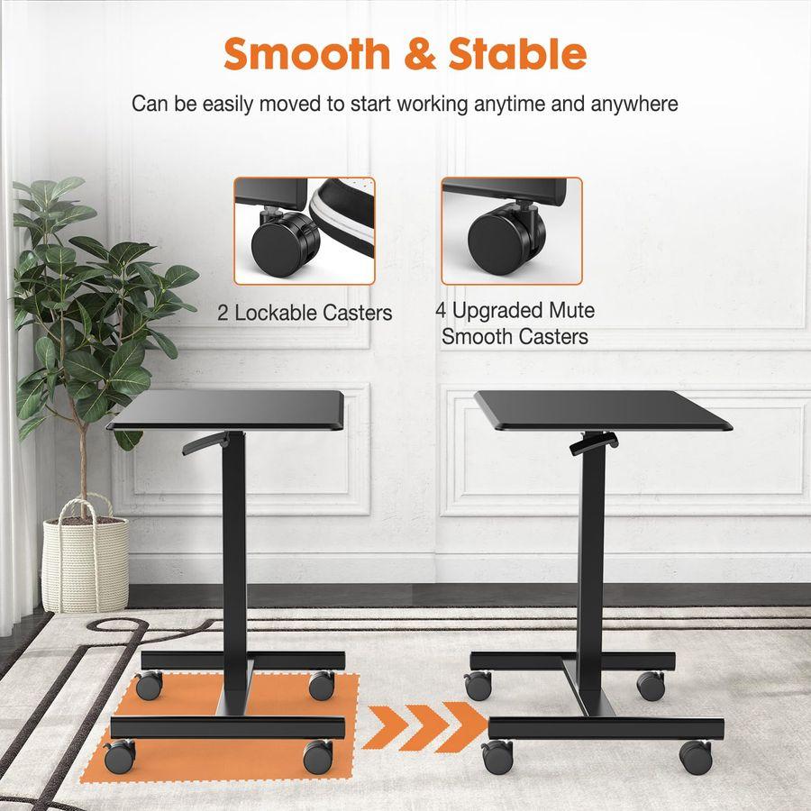 Small Mobile Rolling Standing Desk - Overbed Table, Teacher Podium with Wheels, Adjustable Work Table, Rolling Desk Laptop