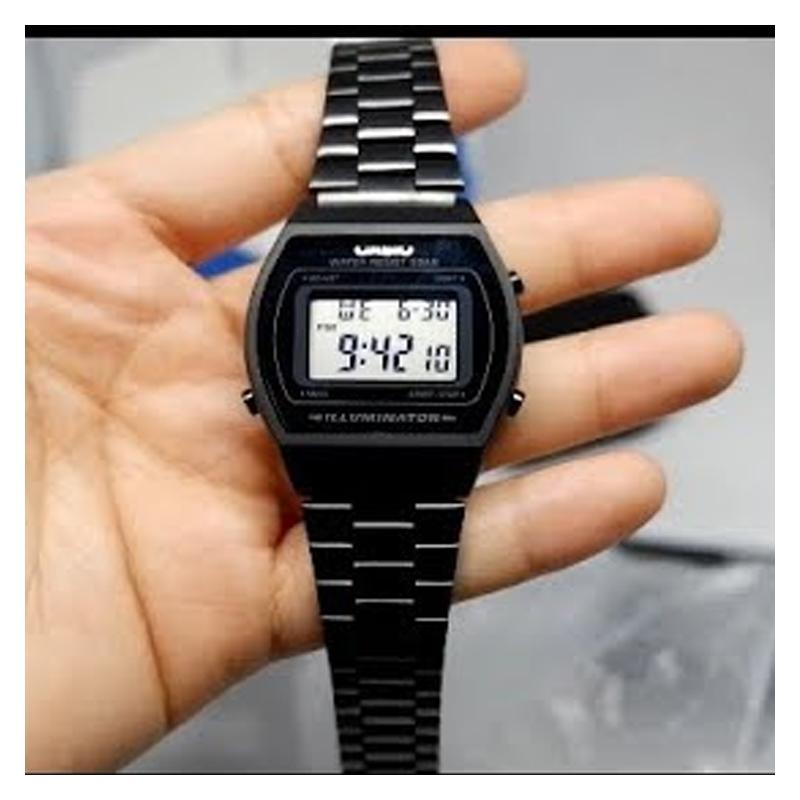 Casio Classic Retro Fashion Simple LCD Display Square Dial Sport Waterproof Quartz Movement Stainless Steel Strap Japanese and Korean Watch B640WB-1A