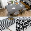 Thick Houndstooth Cotton Linen Tablecloth Simple Black White Checkered Tea Table Cover