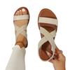 Crossed elastic band flat-soled sandals women's new Roman style large size simple solid color fish mouth shoes