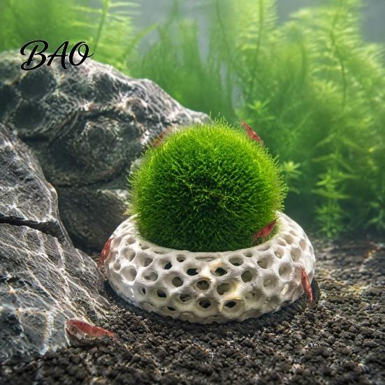 Dwarf Shrimp Hideout 2Pcs Caves for Plants, Aquarium Round Hideouts, Cherry & 3D Printed Cave Hides Moss Ferns And Anubias, Tank Decoration Structure
