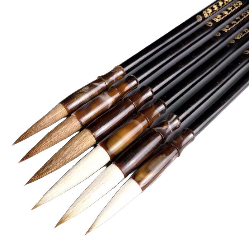 Beginner's Calligraphy and Painting Brush with Imitation Agate Penholder – Wolf and Mixed Hair