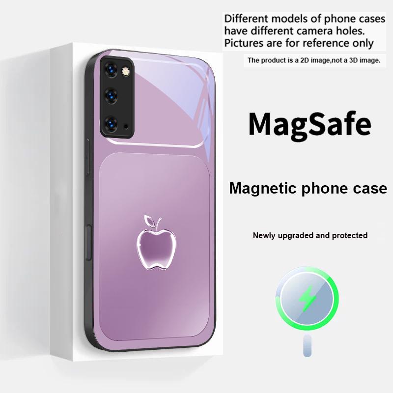 Metallic gray texture For Magsafe Samsung S25 S25 Edge S25Ultra S8 9 10 20 S21 Pro 22 Plus S23 FE S24 Ultra Glass Phone Case