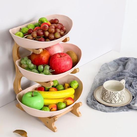 Yousheng Storage Tray with Stable Wood Frame Elegant Modern Oval Design Tray Space-Saving Organizer for Fruits Vegetables Snacks