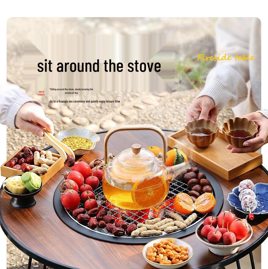 Portable Electric & Carbon Dual-Use Stove with Fire Pit Set for Outdoor Courtyard and Home Use, Foldable Design