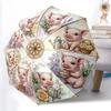 1 Stück Stabiler Automatikschirm mit 8 Speichen, Zarter Saison-Wachstumsschirm mit Pfingstrosen-Design in Blush, Digital bedruckt, Faltbarer Schirm für unterwegs im Freien