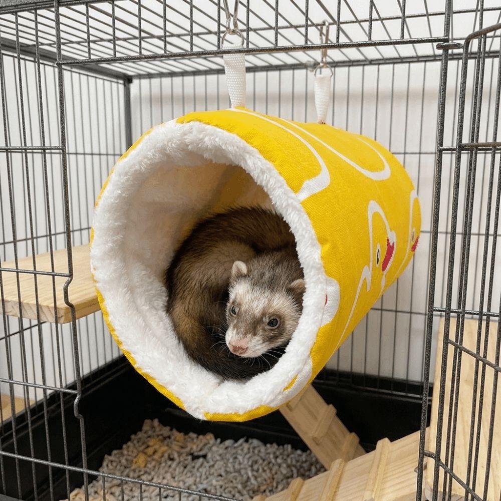 Cartoon Pattern Hamster Plush Tunnel Thickened Guinea Pig Hideout Pet Play Tunnel  Resting