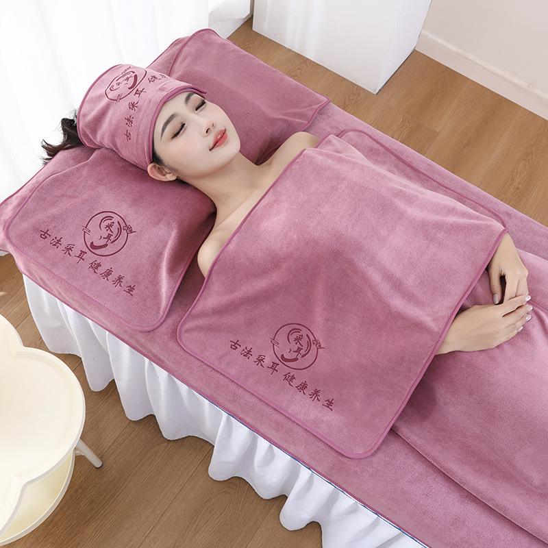 Embroidered Lint-Free Absorbent Bath Towel & Headscarf for Salons 35*75 cm