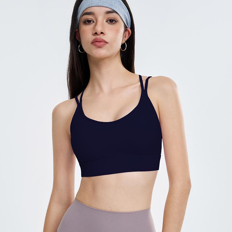 Women's Shockproof Sports Bra - Stylish Back Yoga Vest with Fixed Cup for Pilates and Fitness