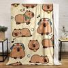 100% Polyester Flannel Throw Blanket, Contemporary Cartoon Capybara Design, Reversible All-Season Digital Print Non-Woven Fabric