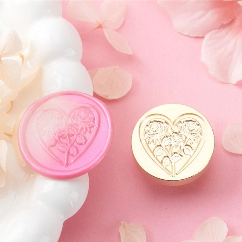 2Pcs Love Heart Seal Stamp, Wedding Themed Seal Stamp Head for Seal Invitations, Valentines Card, Package Embellishment