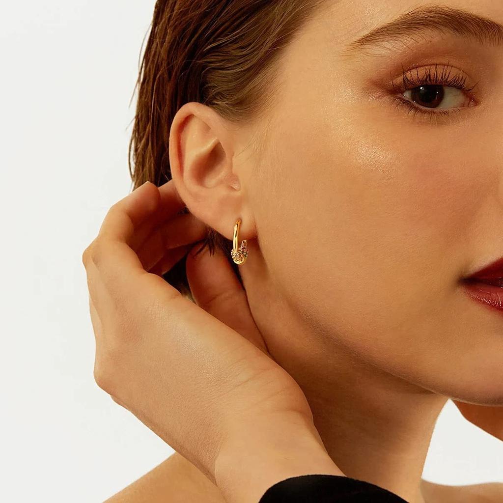 Earrings Men's High-end Sense of Color Zircon Ear Buckles Earrings Niche Design Sense Unique Light Luxury Simple Earrings Women 2026