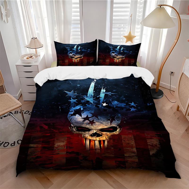 

3pcs bedding set Punisher Skull Includes 1 Comforter + 2 Pillowcases, Without Pillow Inserts, Soft Comfortable, Lightweight Breathable140 135x200cm