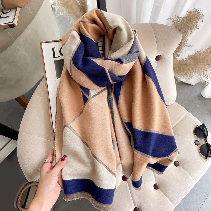 Summer new irregular splicing double-sided autumn and winter warm imitation cashmere outer shawl scarf scarf women