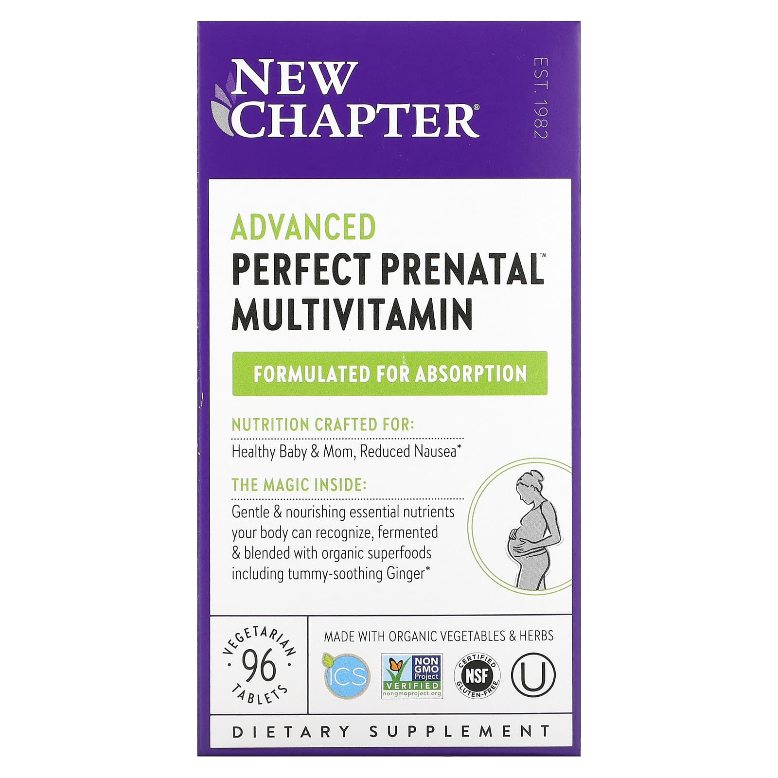 

New Chapter, Perfect Prenatal, мультивітаміни, 96 рослинних таблеток