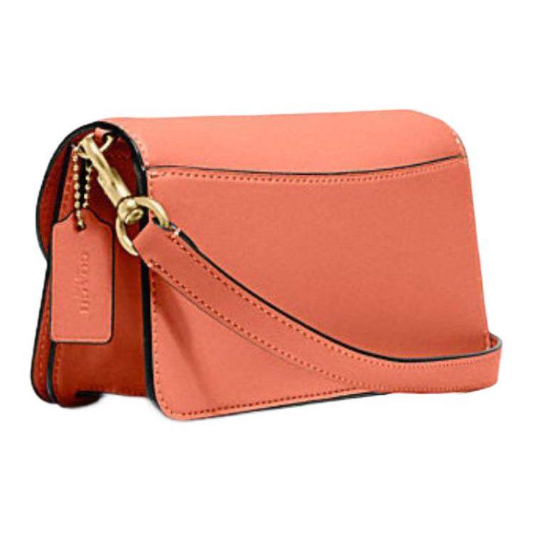 Coach Beat 21 Leather Flap Detachable Shoulder Strap Handheld Crossbody Bag Small Women Bags Light-Coral 4763-B4NOH
