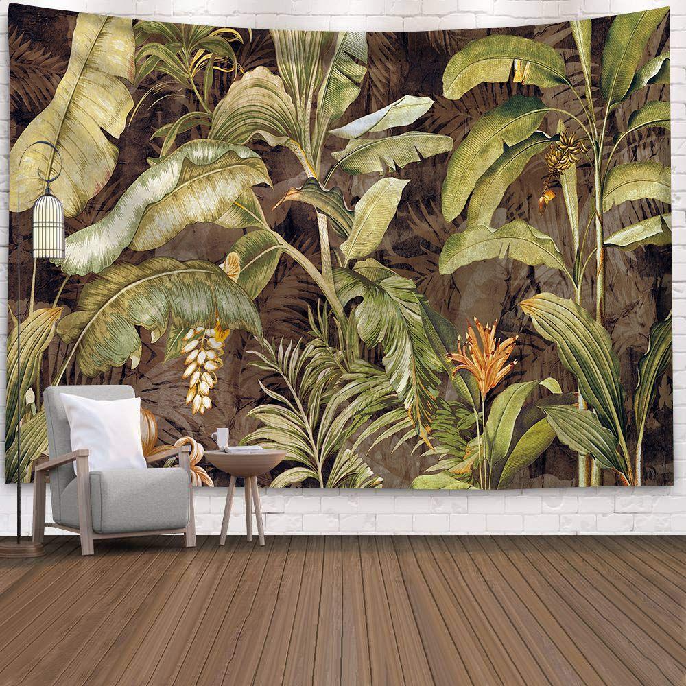 Green Forest Tree Wall Hanging Tapestries Mandala Natural Stream Flower Bedroom Wall Decor Camping Blanket  Dropshipping