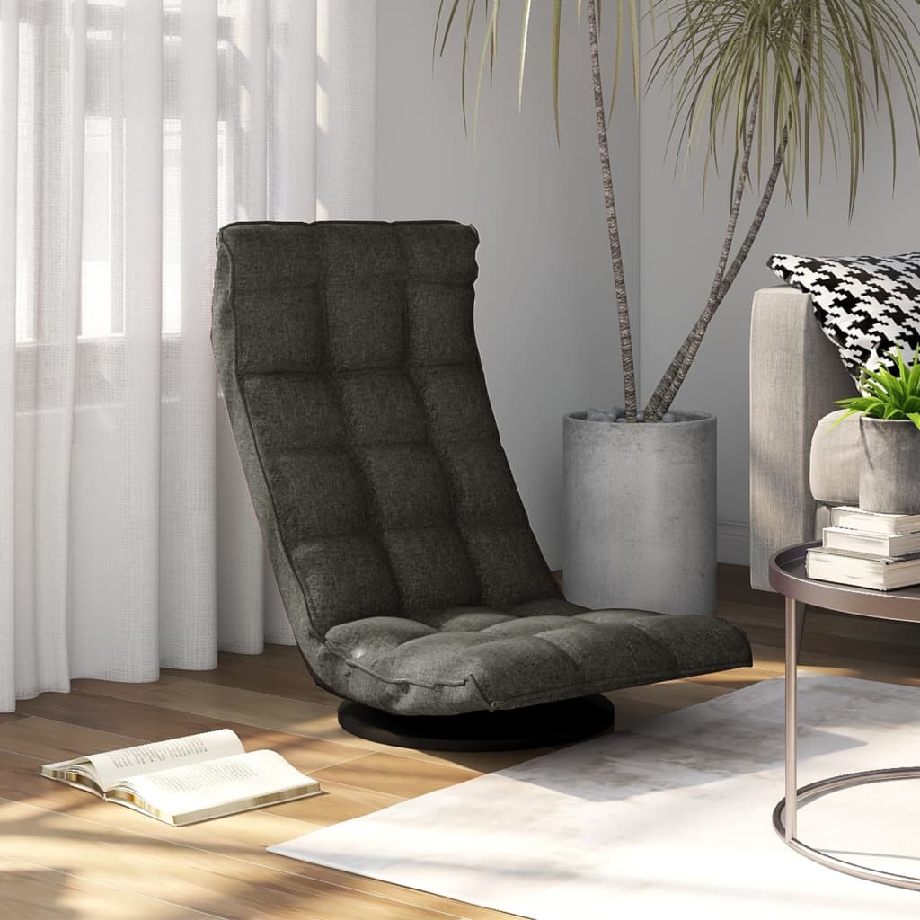 Floor Chair Swivel Dark Grey Fabric